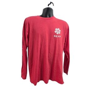 Neff Long Sleeve T-Shirt | Red Heather Hula Girl Graphics | Size Large